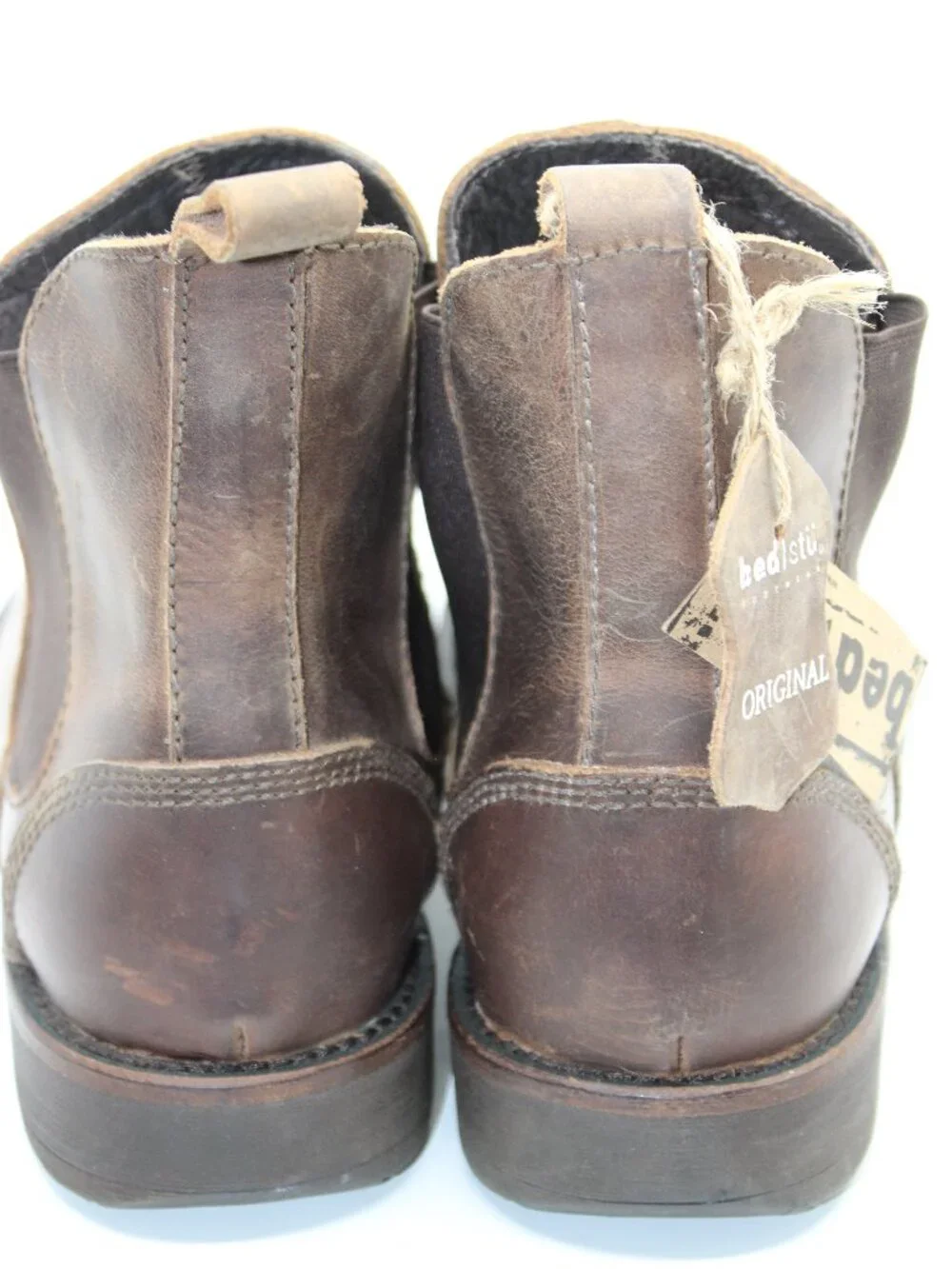 Bed Stu NWT Men Ankle Botts Brown Genuine Distress Leather S 12M Elastic Cushion